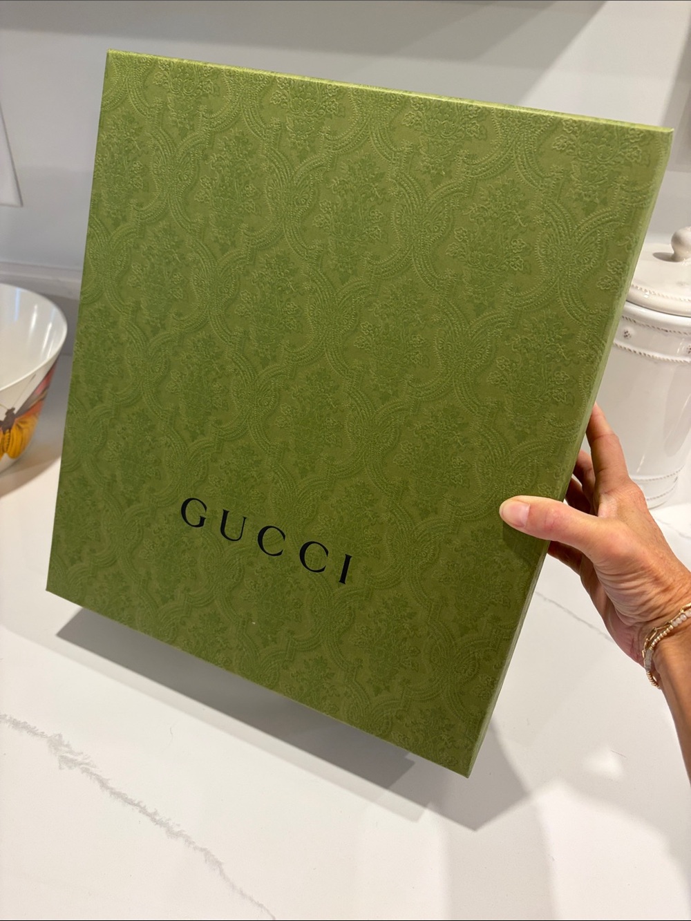 Gucci Olive Green Embossed Gift Box